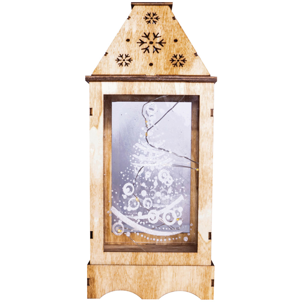 St Helens Rustic Wooden Christmas Lantern with Perspex Panel Image 1