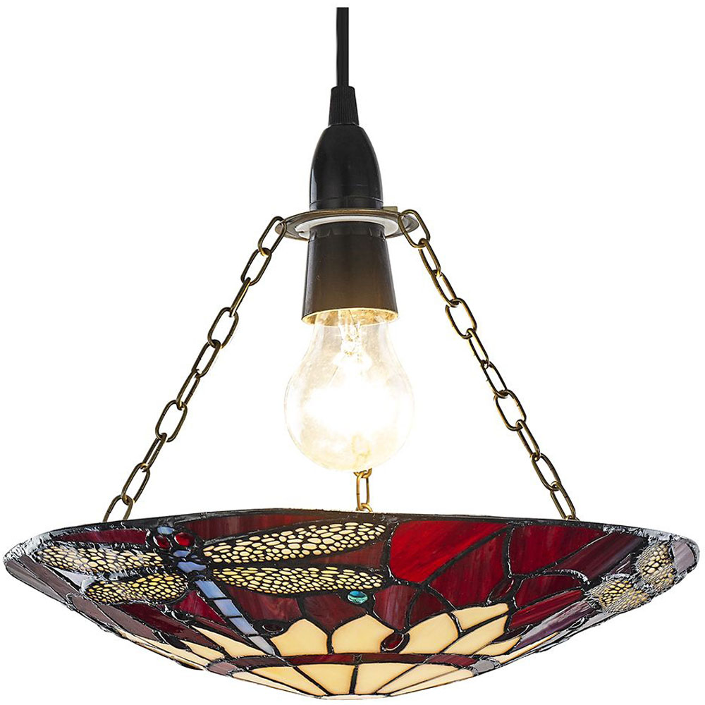 Happy Homewares Traditional Red Dragonfly Tiffany Glass Pendant Shade Image 3