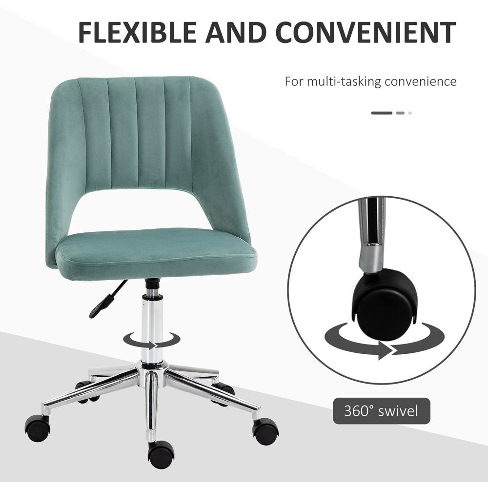 Portland Green Velvet Swivel Office Chair Image 4