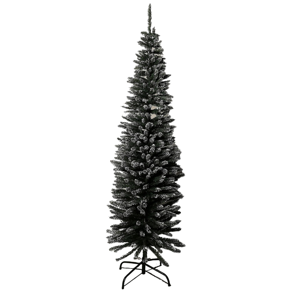 Samuel Alexander Green Snow Tipped Pencil Slim Artificial Christmas Tree 6.5ft Image 1