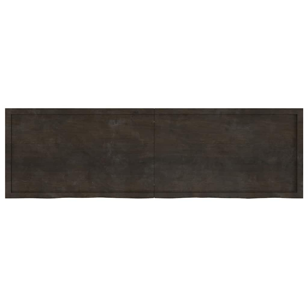 vidaXL 200 x 60 x 6cm Dark Brown Treated Solid Wood Oak Wall Shelf Image 2
