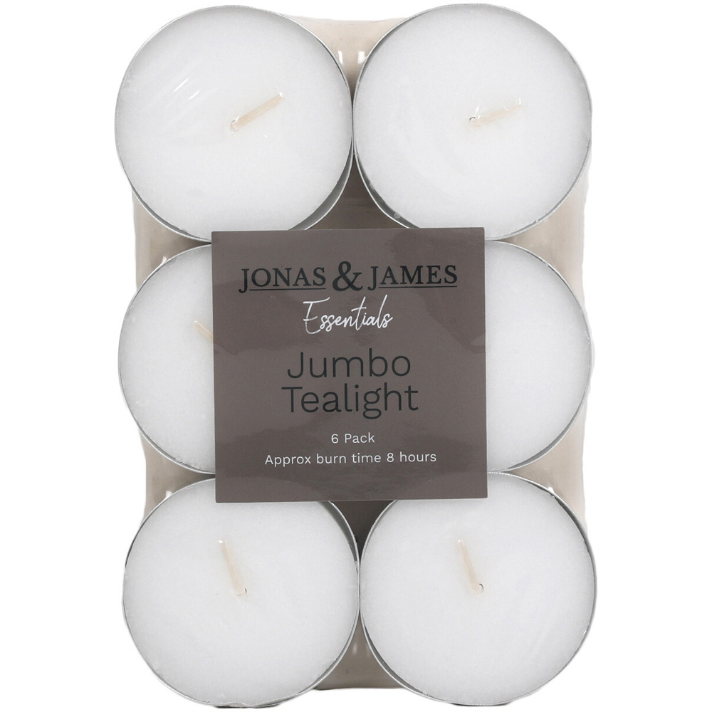 Jonas & James White Jumbo Tealight Candle 6 Pack Image