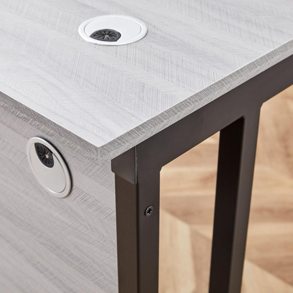 Kosy Koala Grey Wooden Office Desk with Drawer Unit and Black Chair Image 3