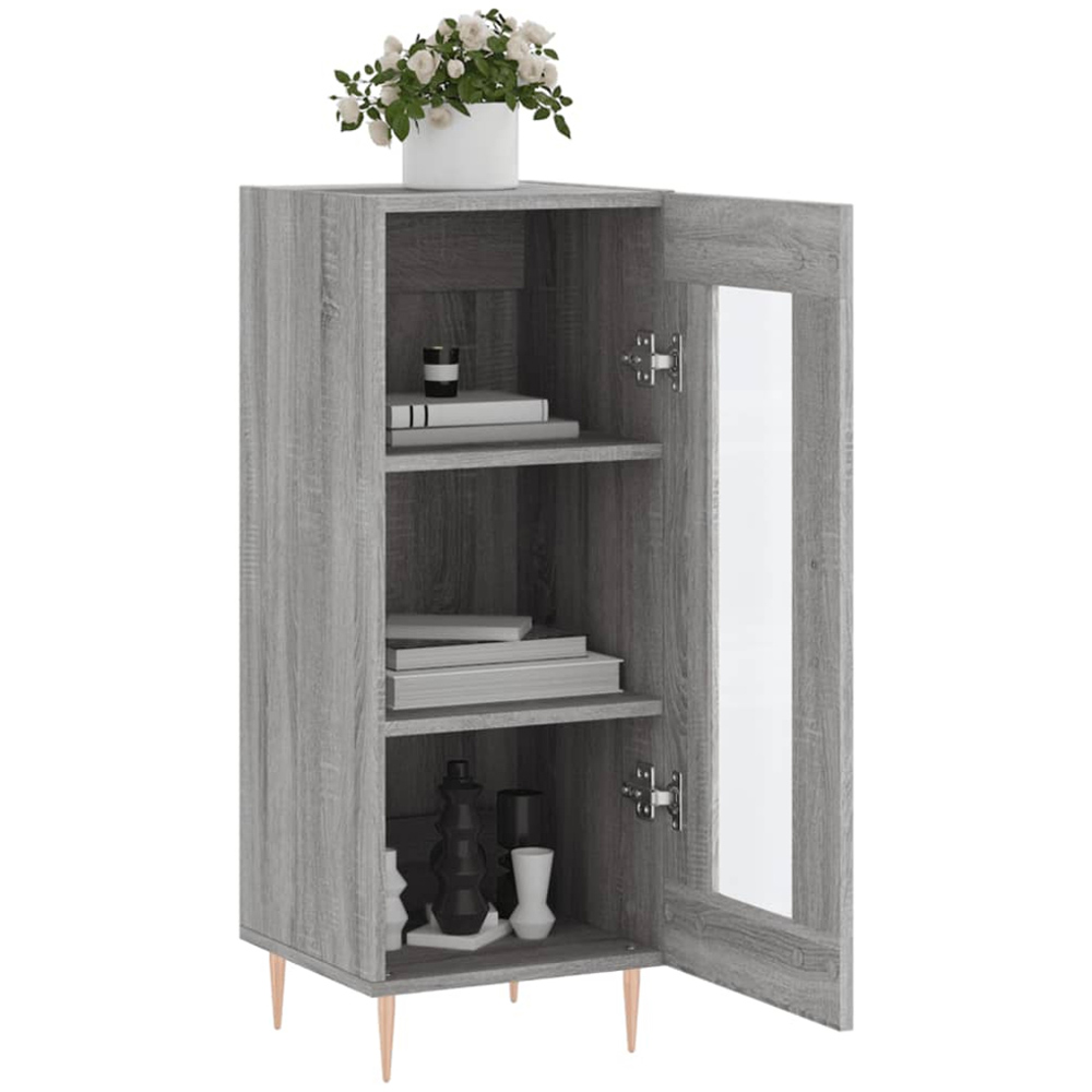vidaXL Single Glass Door Grey Sonoma Wooden Sideboard Image 4