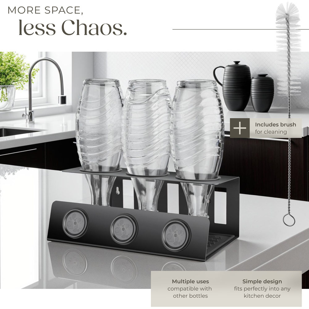 Tectake Triso Black Bottle Holder with Cleaning Brush Image 4