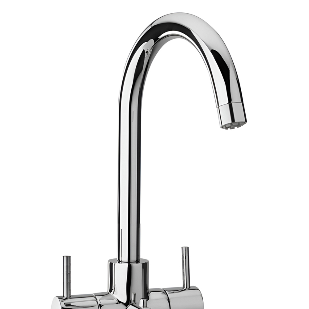 Piralla Vox Polished Chrome Twin Lever Kitchen Tap with Filter and Fixing Kit Image 2