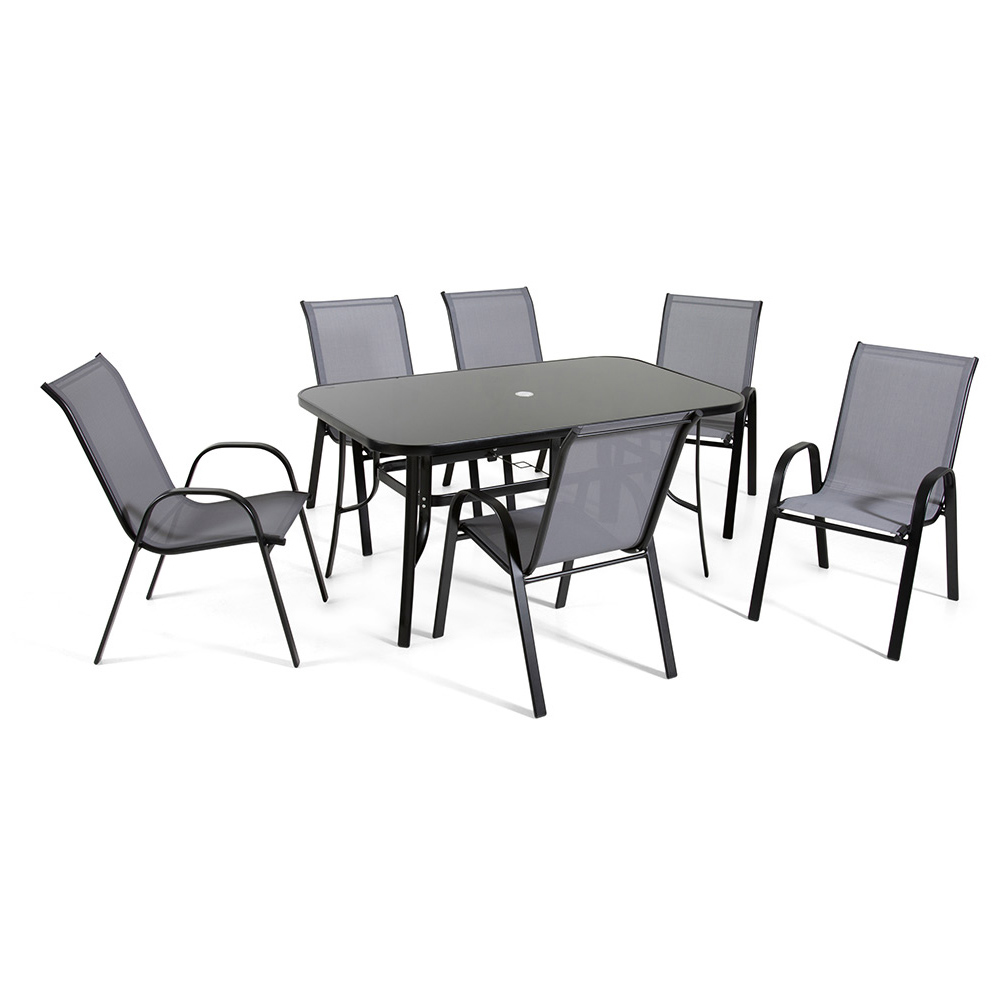 Outdoor Living Rufford 6 Seater Garden Dining Set Black and Grey Image 3
