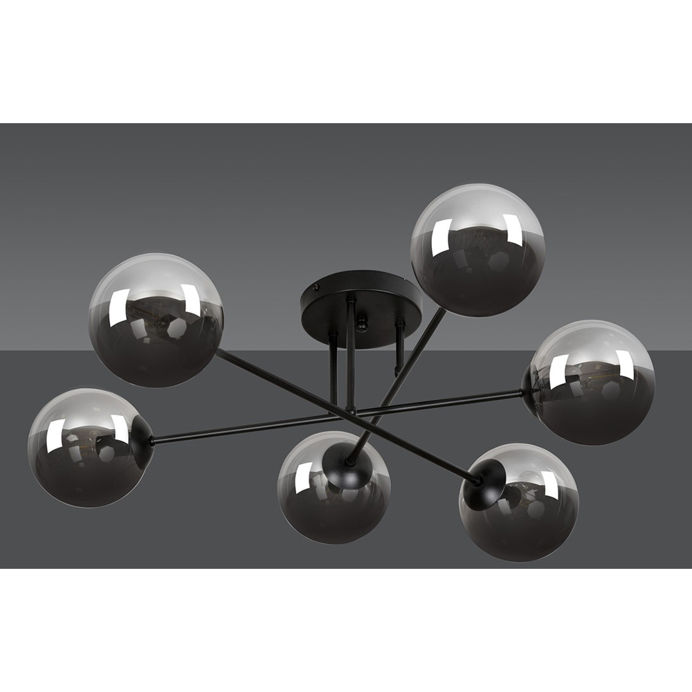 Emibig Brendi 6 Light Graphite Shade Black E14 Ceiling Light Image 5