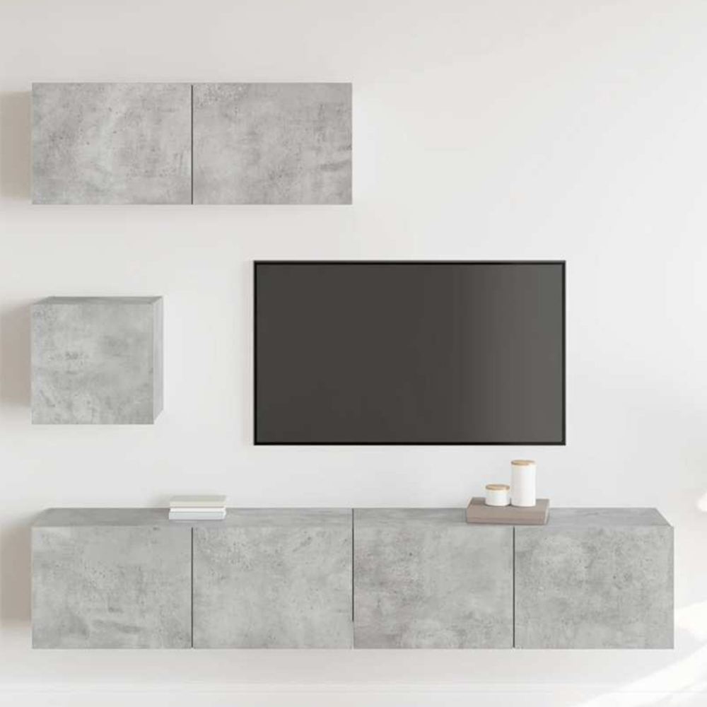 vidaXL 7 Door Concrete Grey Wall Mounted TV Cabinet Image 1