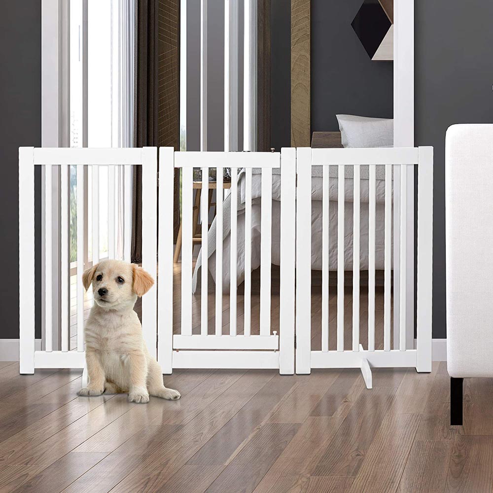 PawHut 155cm White Freestanding Dog Gate Image 8