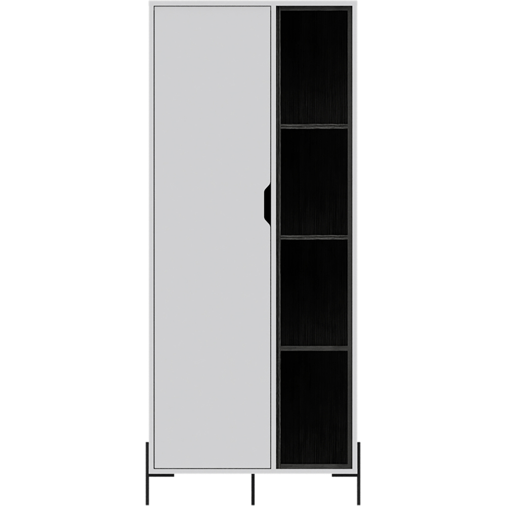 Core Products Dallas Single Door White and Carbon Grey Bookcase Display Cabinet Image 2