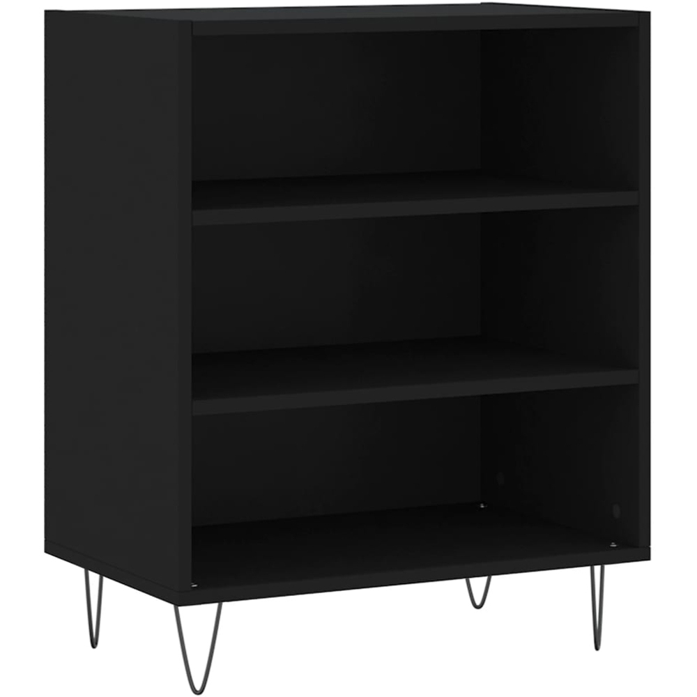 vidaXL 3 Shelf Black Wooden Sideboard with Metal Legs Image 2