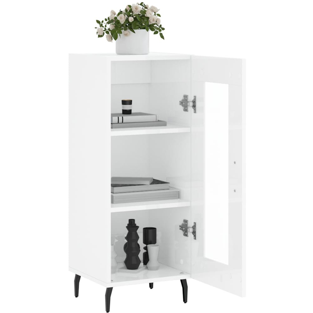 vidaXL Single Door High Gloss White Sideboard Image 4