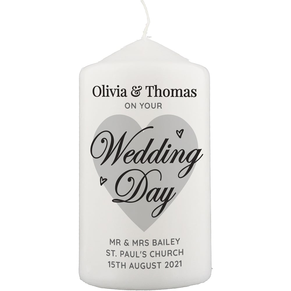 Personalised Memento Personalised on Your Wedding Day Pillar Candle Image 1