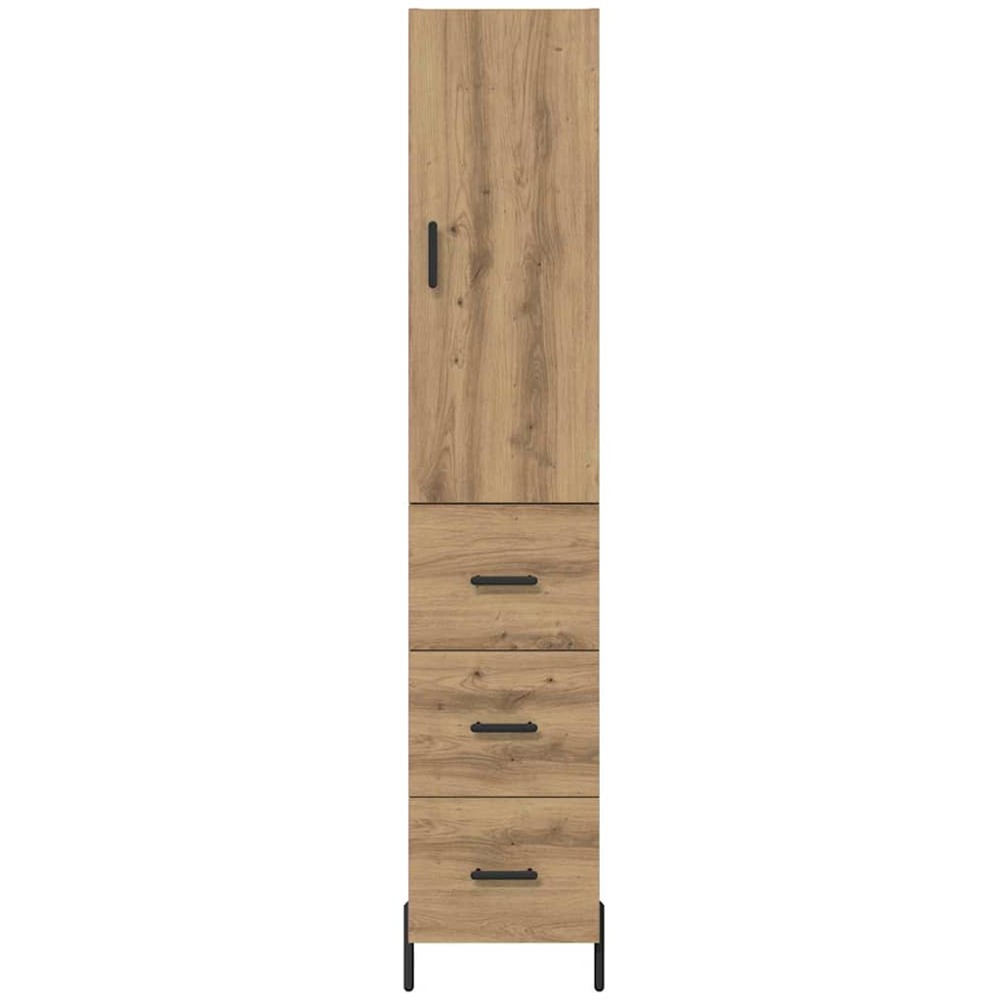vidaXL Single Door 3 Drawer Artisan Oak Highboard Image 7