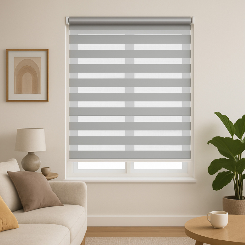 New Edge Blinds Silver Day and Night Zebra Roller Blind 105cm Image 5