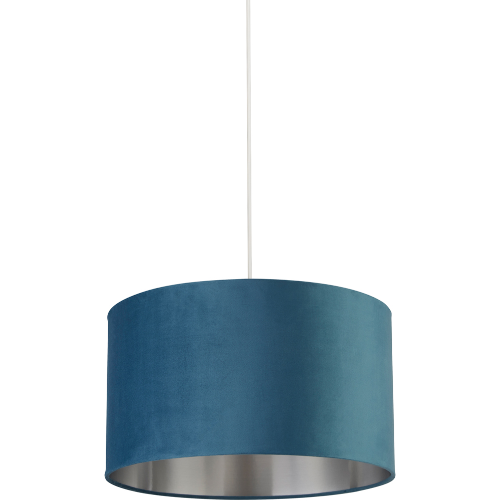 Lighting Collection Teal Silver Inner Velvet Drum Shade 45cm Image 1