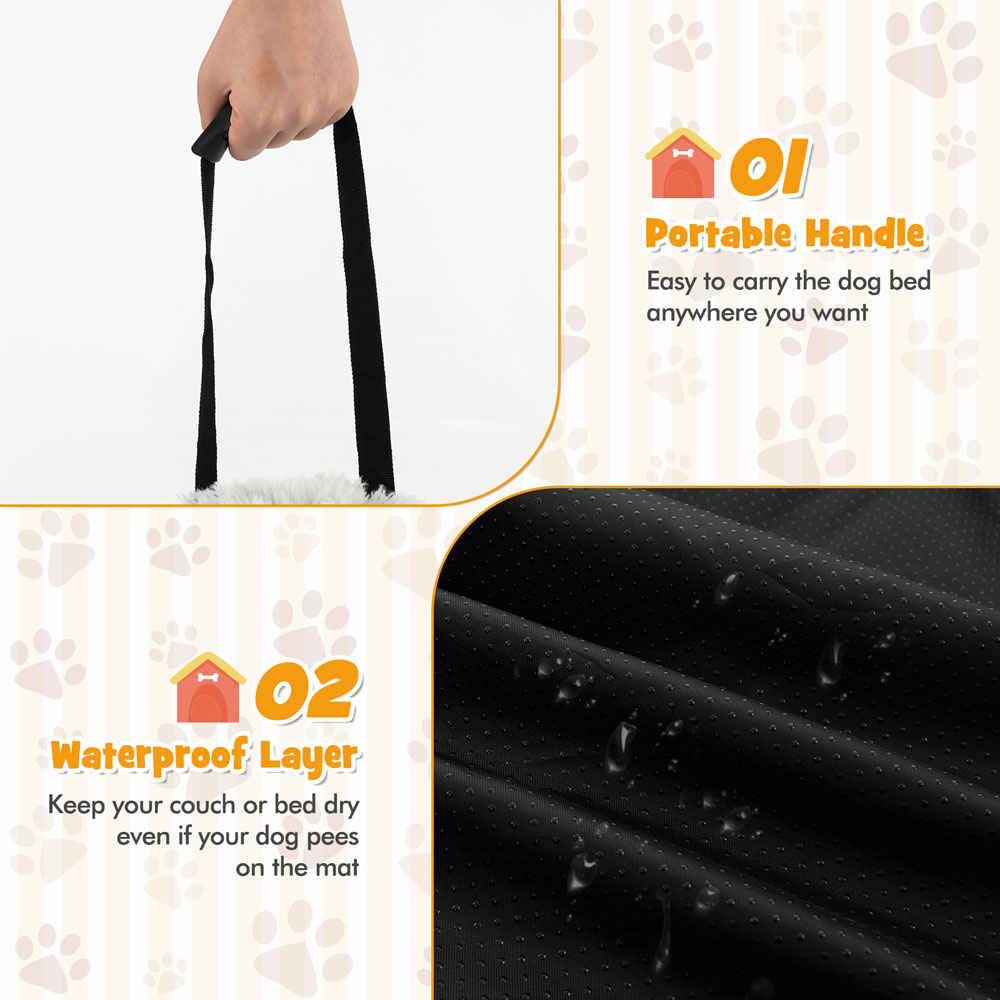 Costway White Small Fluffy Dog Mat Couch Cover Protector with Anti Slip Bottom Image 4