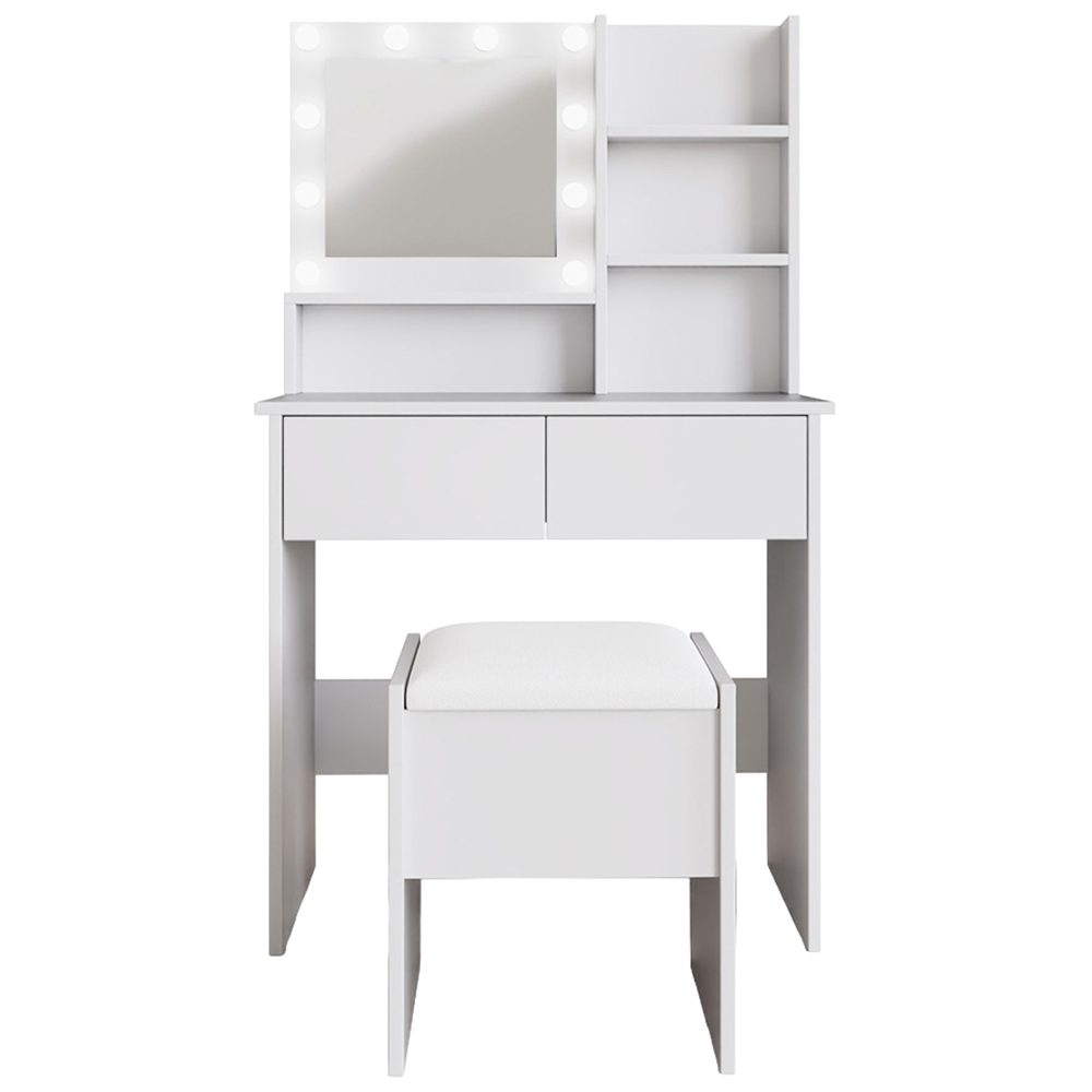 GFW Eva 2 Drawer White Dressing Table Set with LED Mirror Image 5