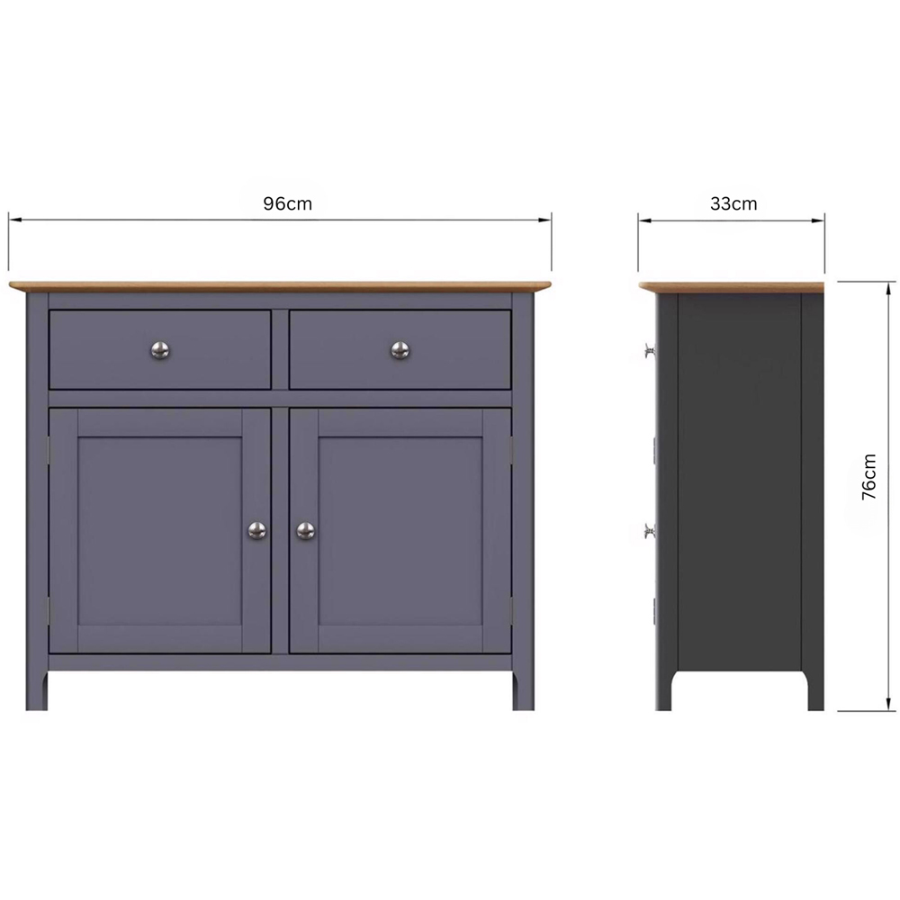 FWStyle Taberno 2 Drawer 2 Door Graphite Blue and Oak Sideboard Image 9