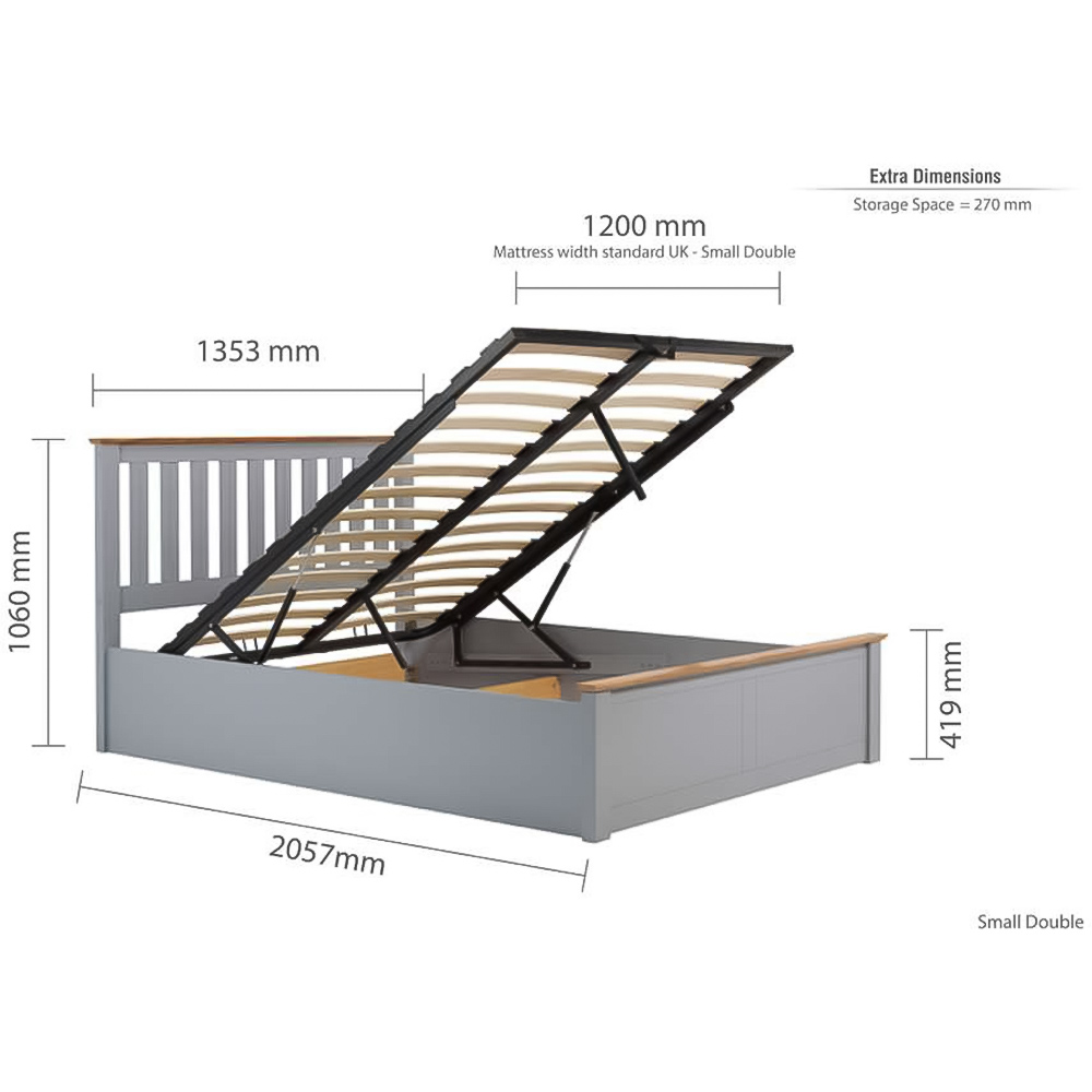 Phoenix Small Double Stone Grey Ottoman Bed Image 9