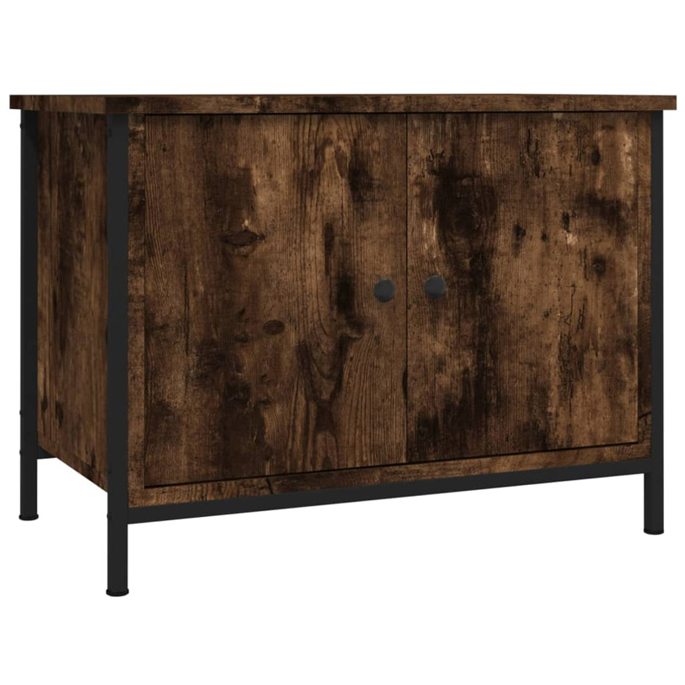 vidaXL 2 Door Smoked Oak TV Cabinet with Black Handles Image 2