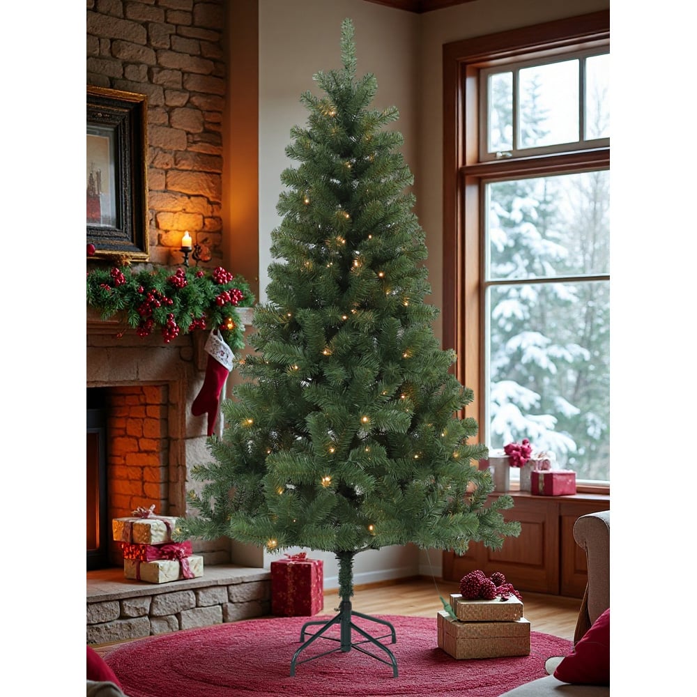 Festive Christmas 150 Warm White LED Pre-Lit Winter Fir Artificial Christmas Tree 6ft Image 6