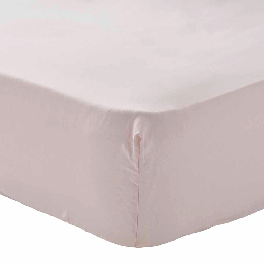Wilko Easy Care Double Blush Pink Fitted Bed Sheet Image 1