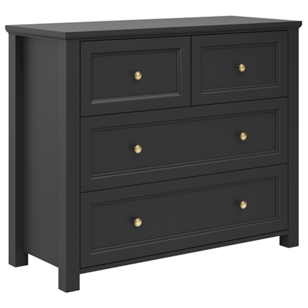 Ives 4 Drawer Black Chest of Drawers Image 2