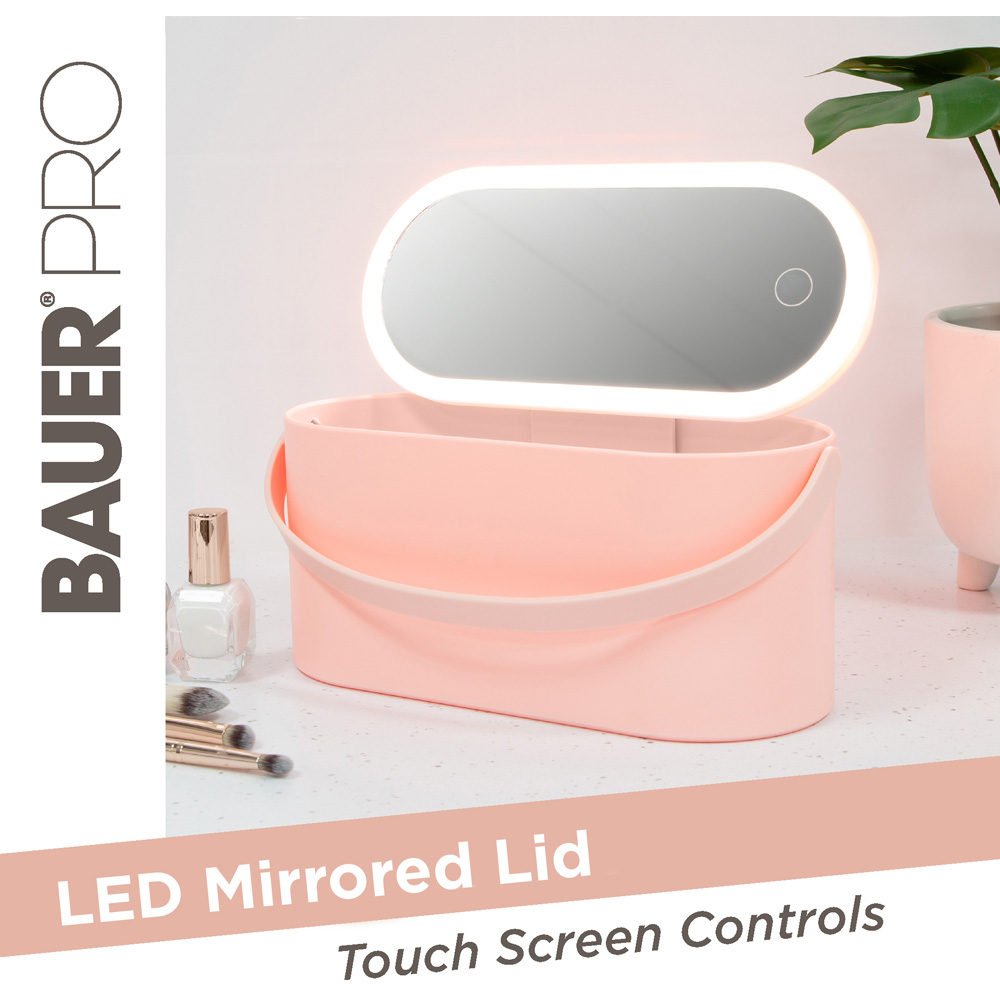 Bauer Professional Pink Cosmetic Case with Mirror Image 4