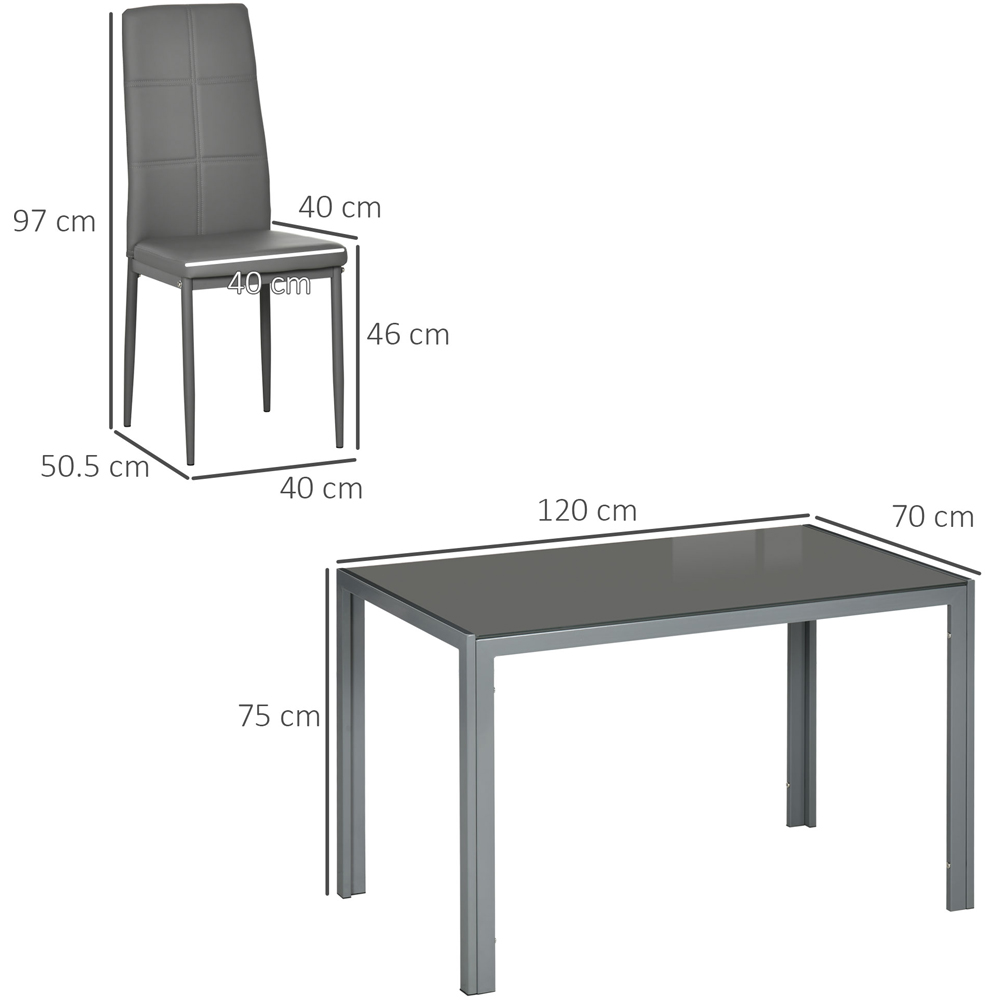 Portland PU Leather 4 Seater Dining Set Grey Image 7