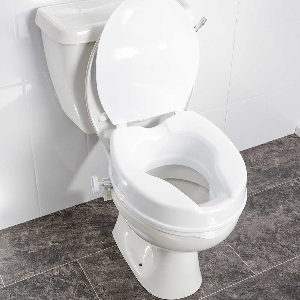NRS Healthcare Linton Plus Raised Toilet Seat with Lid Retail Pack 100mm Image 2