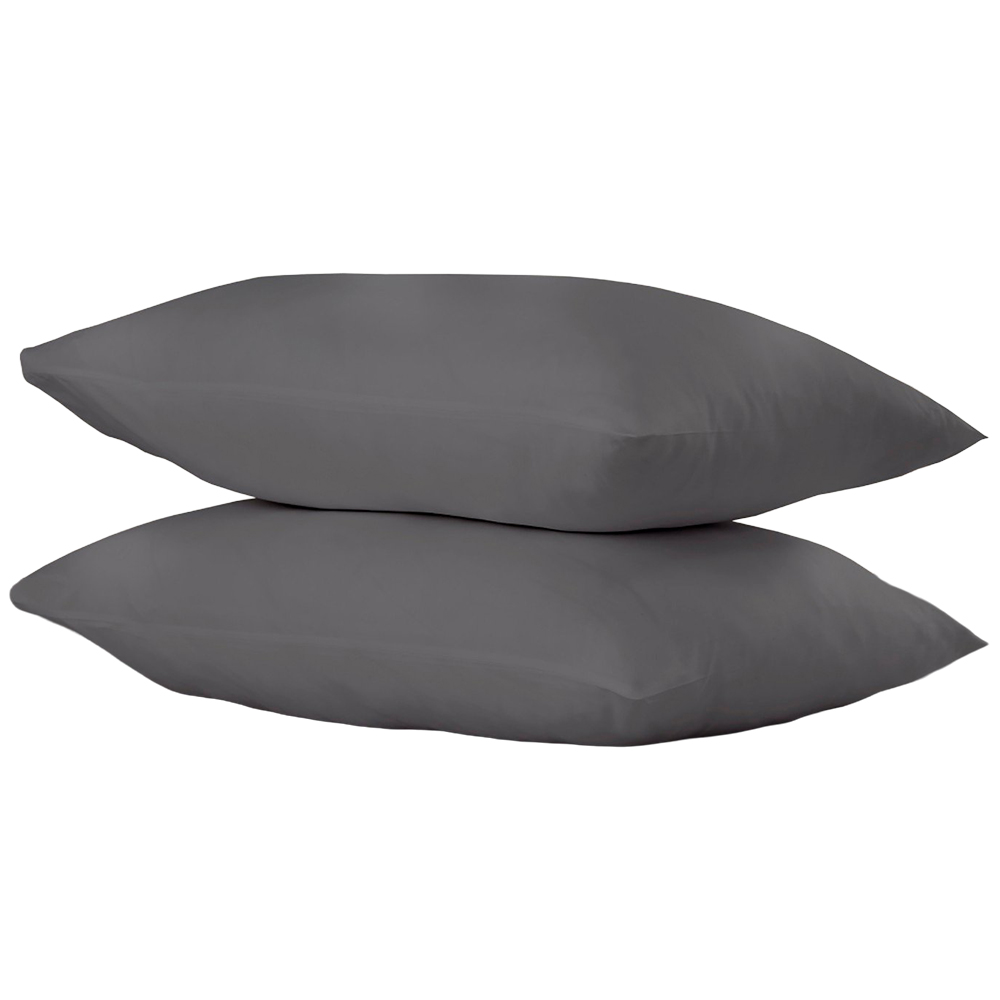 180 Thread Count Cotton Housewife Pillowcases - Charcoal Image 1