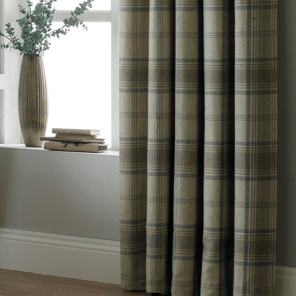 Paoletti Aviemore Natural Tartan Check Eyelet Curtain 229 x 183cm Image 3
