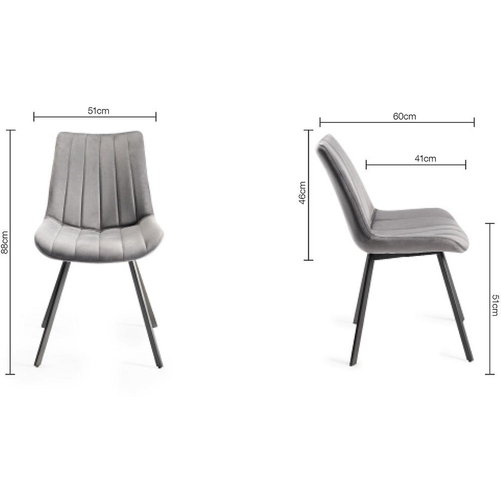 Bentley Designs Fontana Grey Velvet Fabric Upholstered Chair Image 7