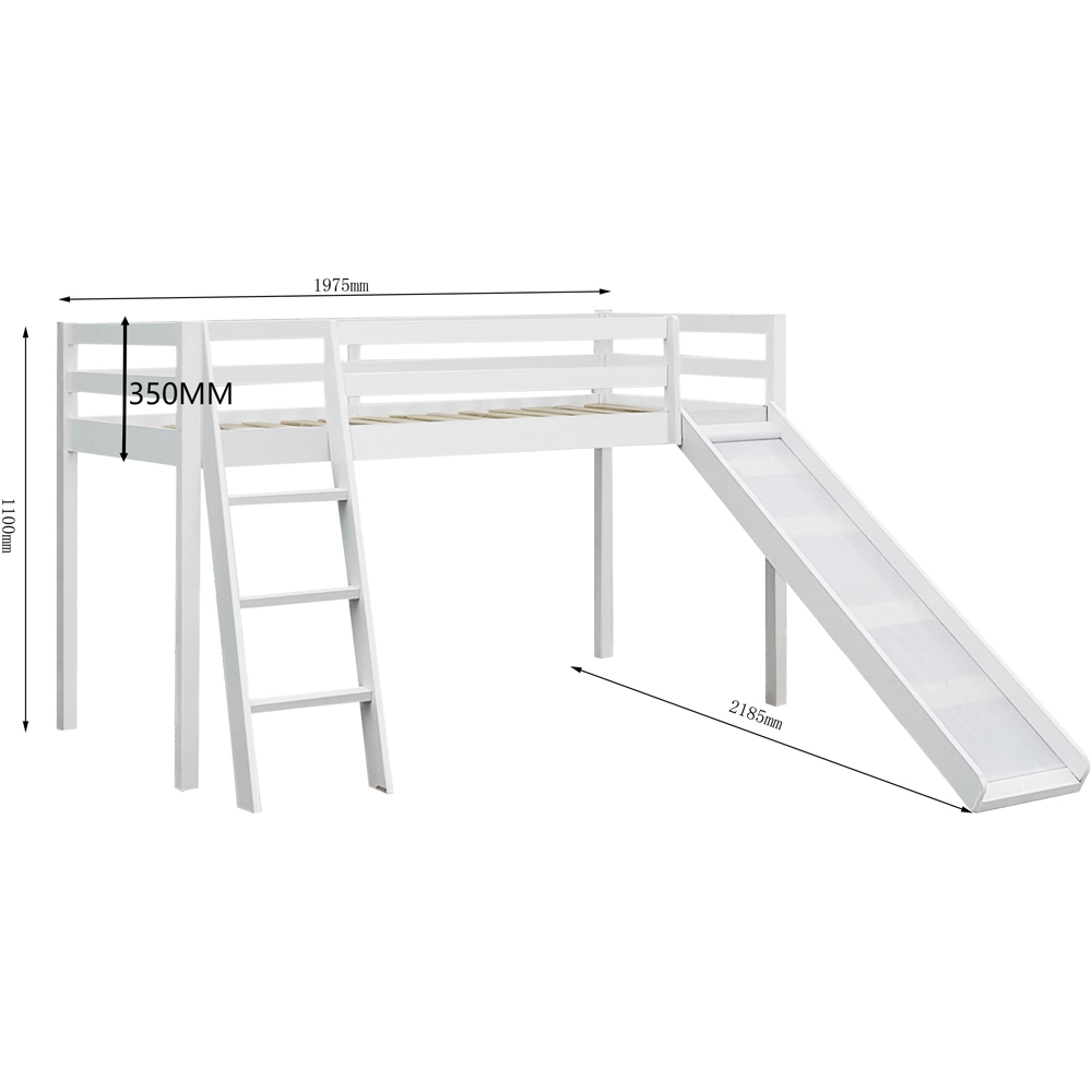 Brooklyn Single White Mid Sleeper Bed with Slide Image 4