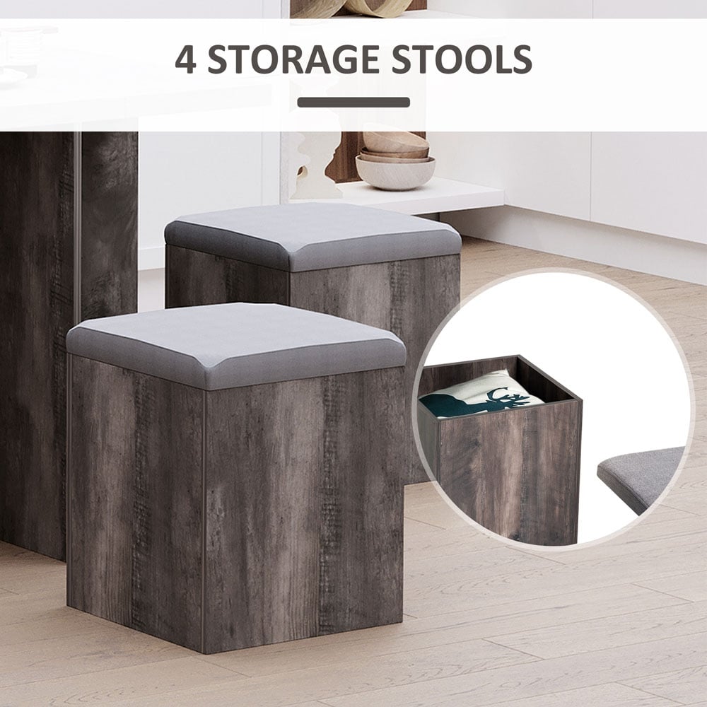 Portland 4 Seater Wooden Dining Set Grey Image 6