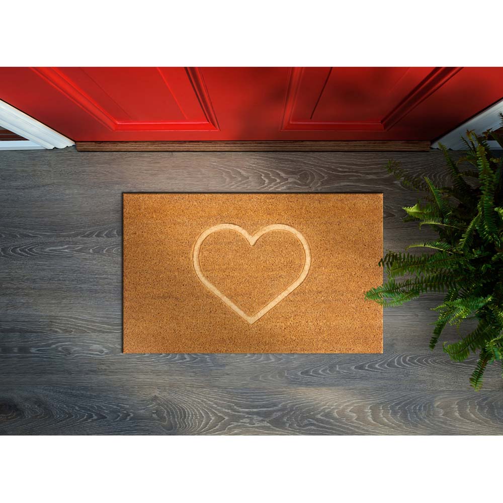 Astley Natural Embossed Heart Coir Doormat 40 x 60cm Image 3