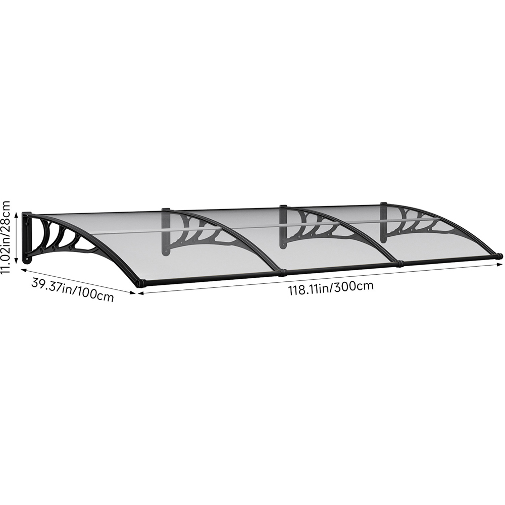 Living and Home Dark Grey Arched Door and Window Awning with Water Channel 3 x 1m Image 9