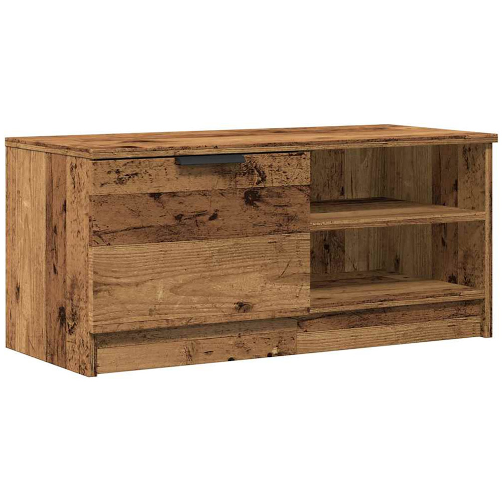 vidaXL Single Door 2 Open Shelf Old Wood TV Cabinet Image 2
