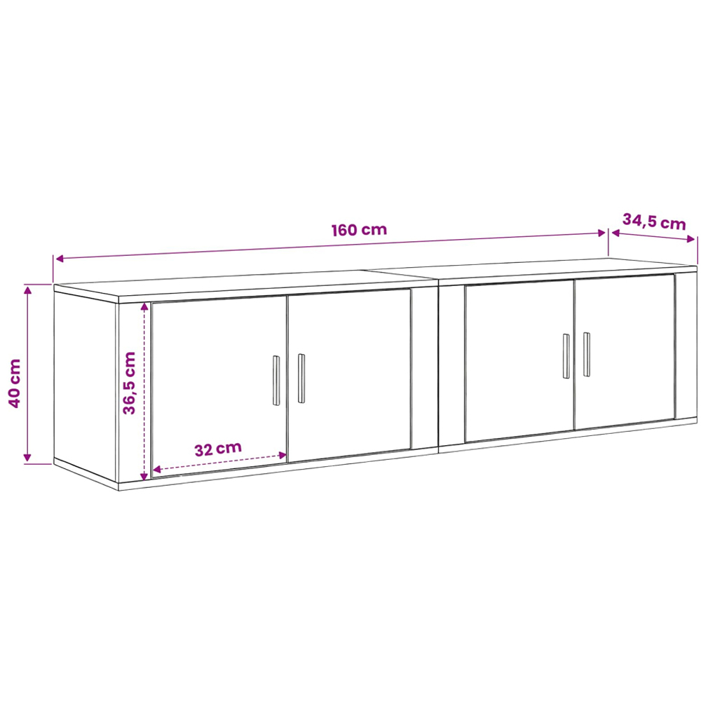 vidaXL 2 Door Old Wood Wall Mounted TV Unit Set of 2 Image 9