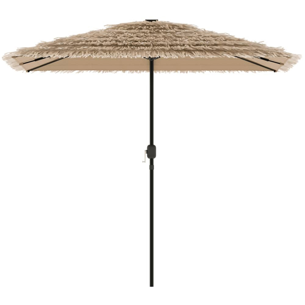 vidaXL Brown LED Light Straw Top Garden Parasol with Steel Pole 2.4m Image 5