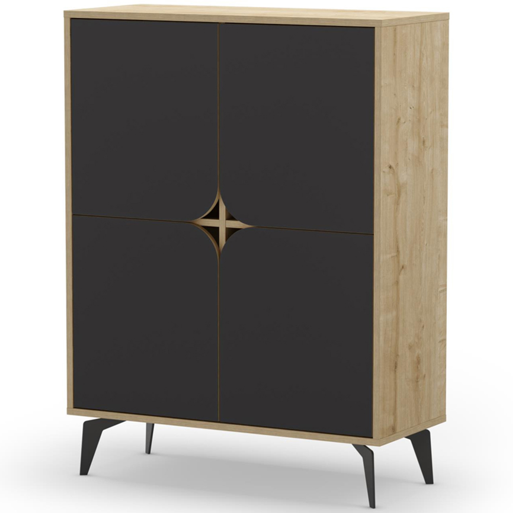 Decortie Spark 4 Door Sapphire Oak and Silky Black Cabinet Image 5
