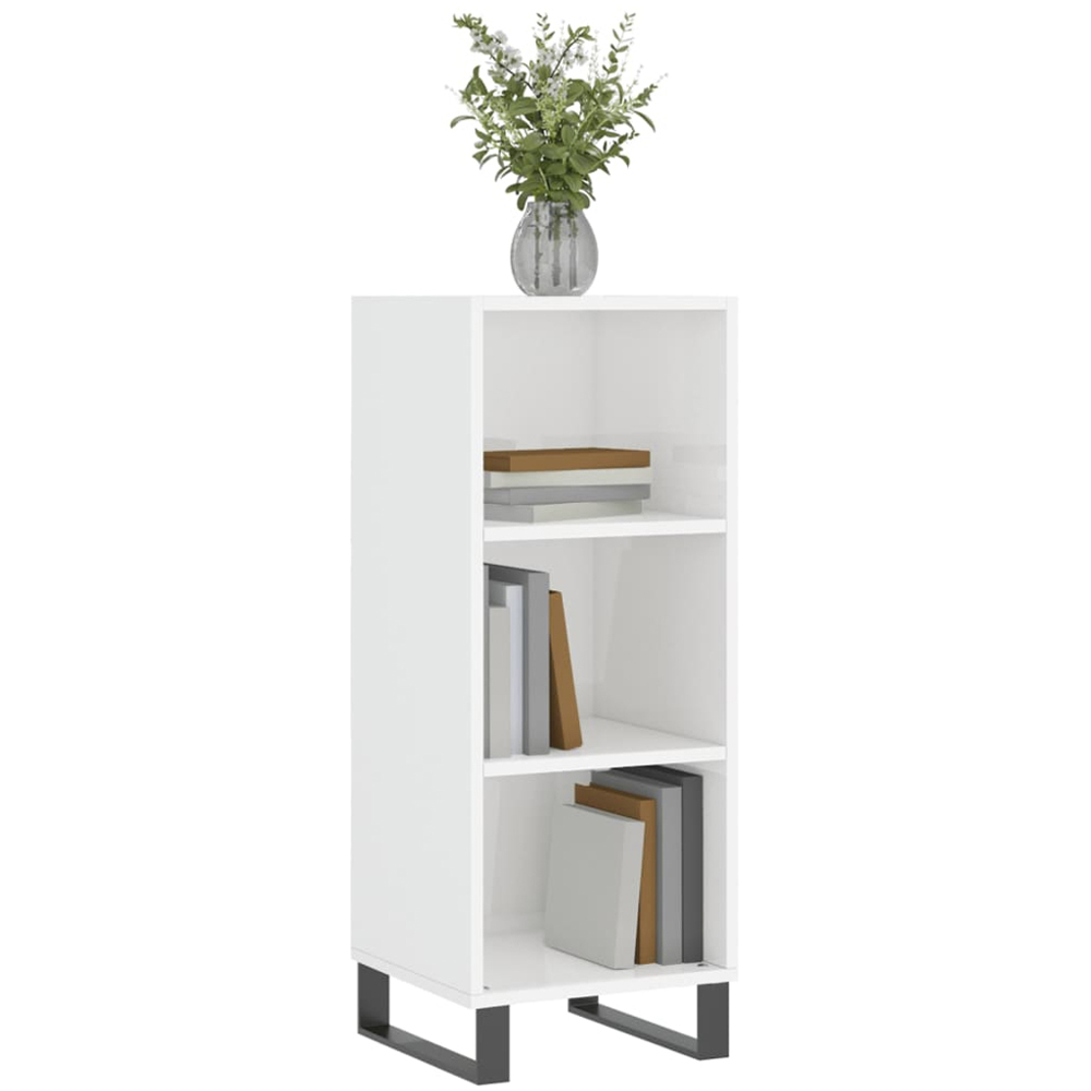 vidaXL 3 Shelf High Gloss White Sideboard Image 3