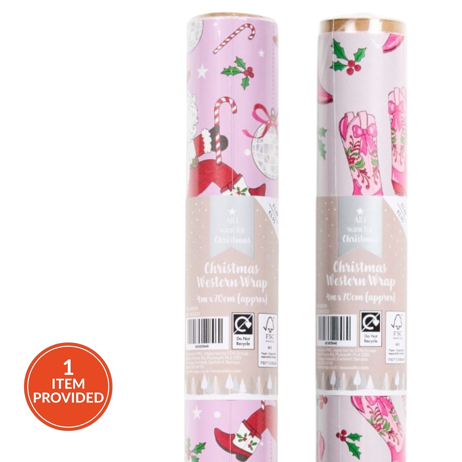 Christmas Western Gift Wrap Image 1