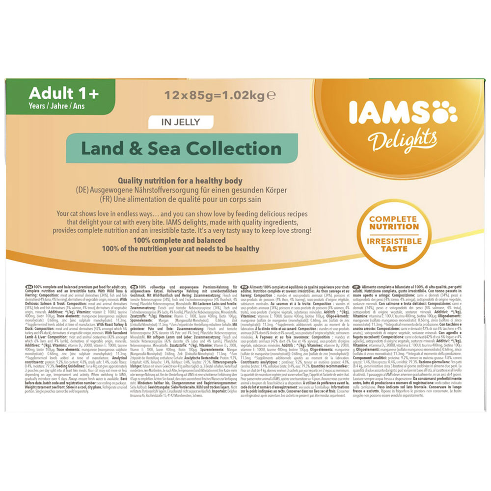 IAMS Delights Land and Sea Collection in Jelly Cat Food 12 x 85g Image 4