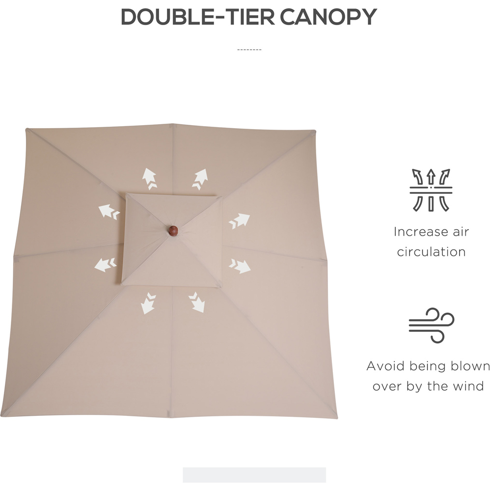 Outsunny Beige Double Tier Crank Handle Parasol 3m Image 5