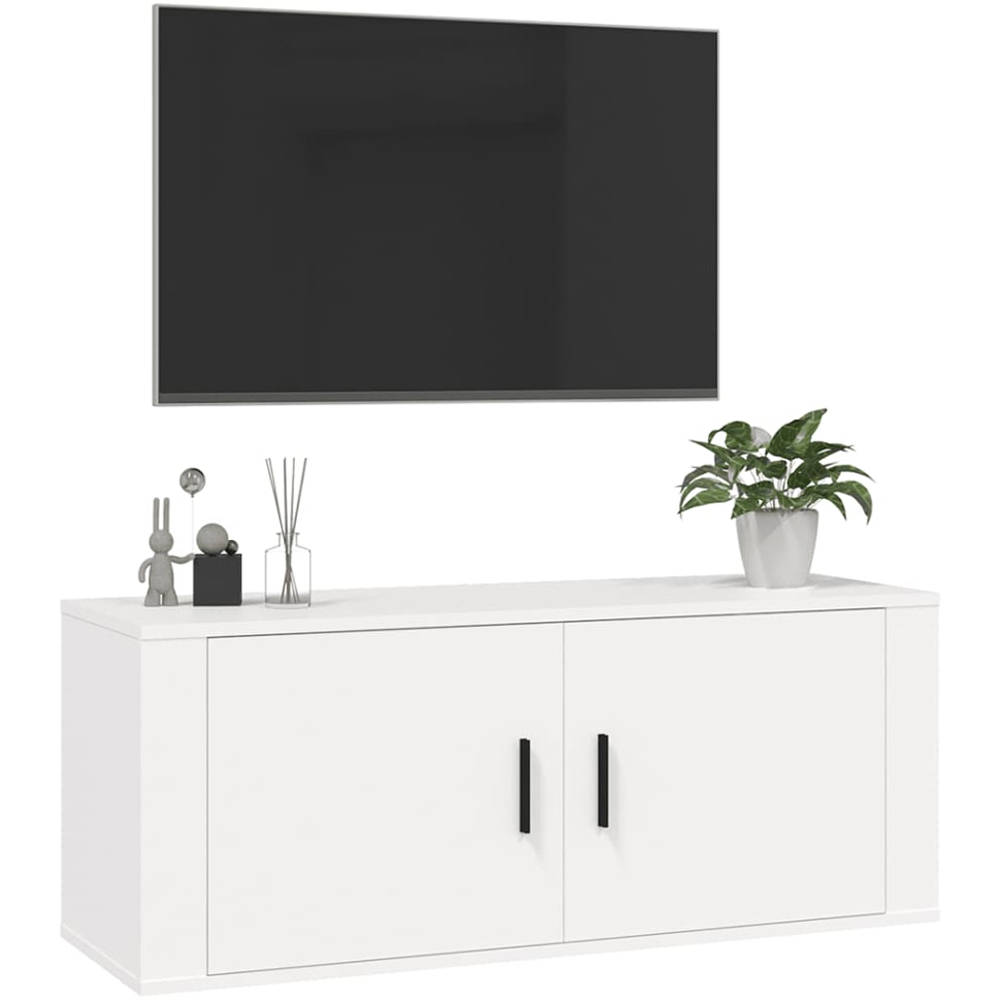 vidaXL 2 Door White Wall Mounted TV Cabinet Image 3