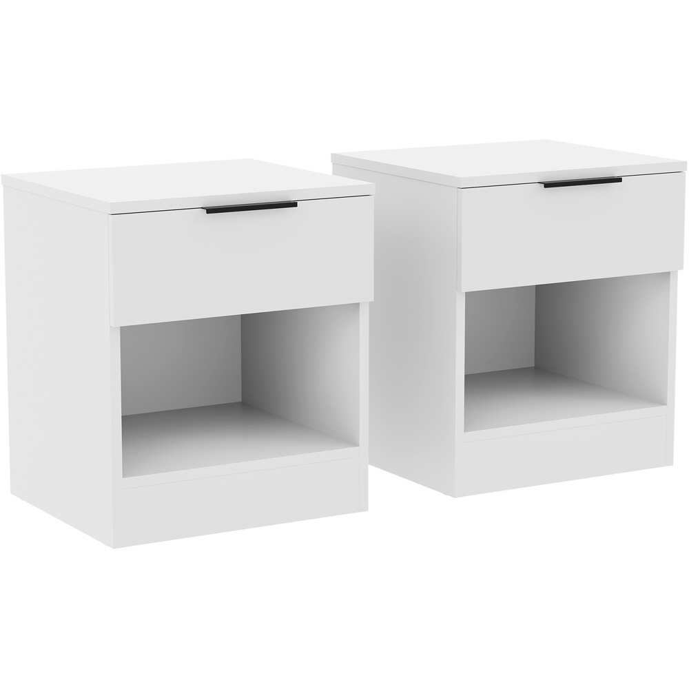 VIDA DESIGNS Trega Single Drawer Single Shelf White Bedside Cabinet Set of 2 Image 3