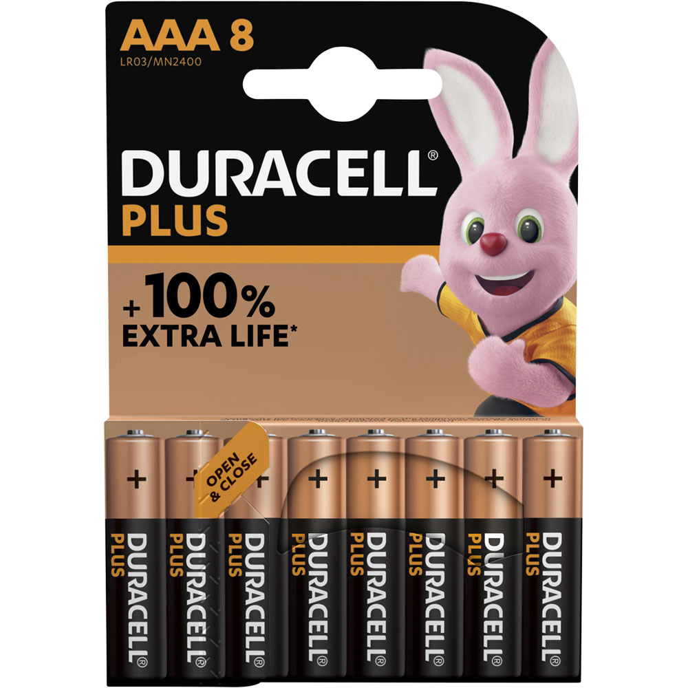 Duracell Plus LR03 AAA 1.5V Alkaline Batteries 8 pack Image 1